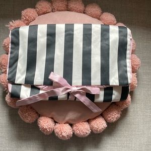 Three compartment satin lingerie travel case